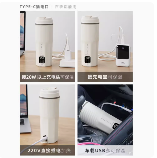 日本SDRNKA烧水杯便携式烧水壶旅行电热水杯小型加热保温杯热水壶