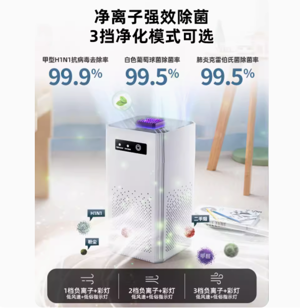 空气净化器家用除甲醛净化机小型卧室内宠物猫狗毛桌面消毒机
